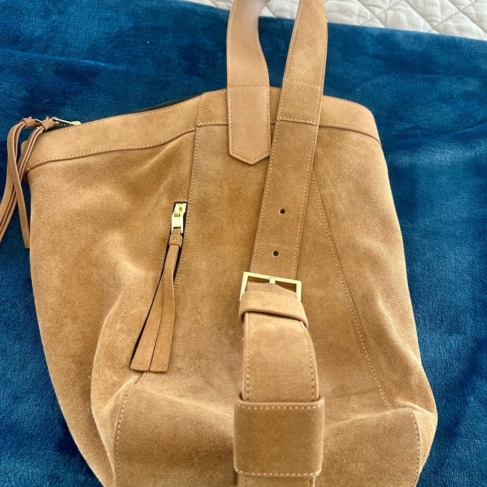 AllSaints Tan Suede Belt-Accent Shoulder Bag - Picture 2 of 2